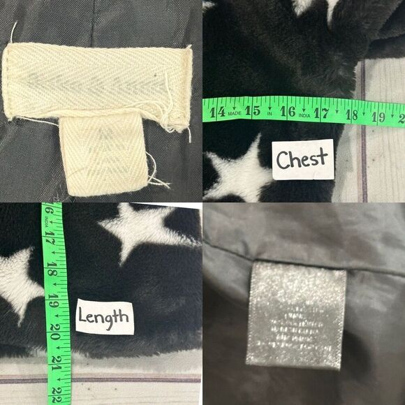 Girls Star Print Faux Fur Jacket Black White Soft 10/12 Large (See Measurements) - Picture 2 of 5